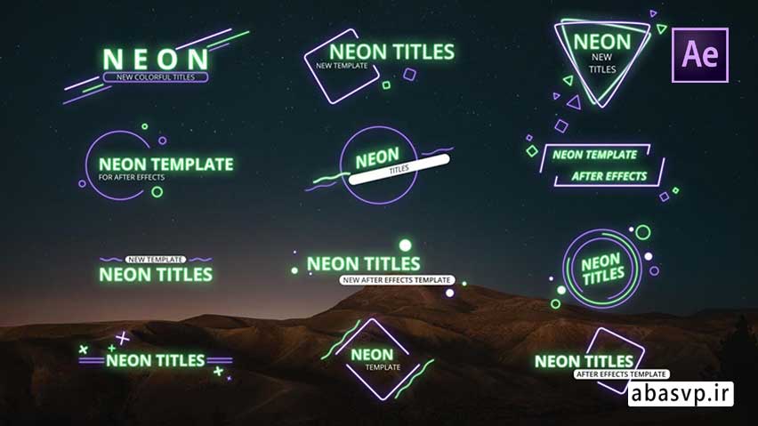 پروژه آماده افترافکت تایتل Neon titles
