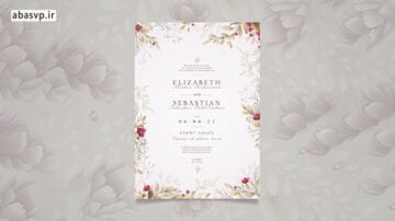 قالب لایه باز کارت عروسی گلدار floral wedding invitation card