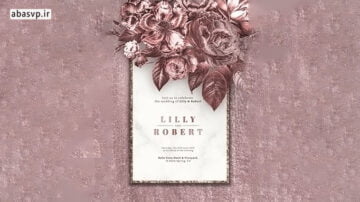قالب لایه باز کارت عروسی رز صورتی Pink roses wedding invitation card