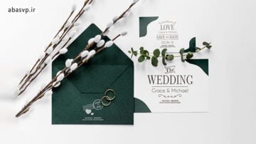 قالب لایه باز کارت عروسی و حلقه Wedding card with envelope rings