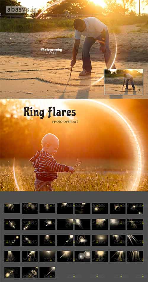 تصویر حلقه های نورانی Ring Lens Flare Overlays