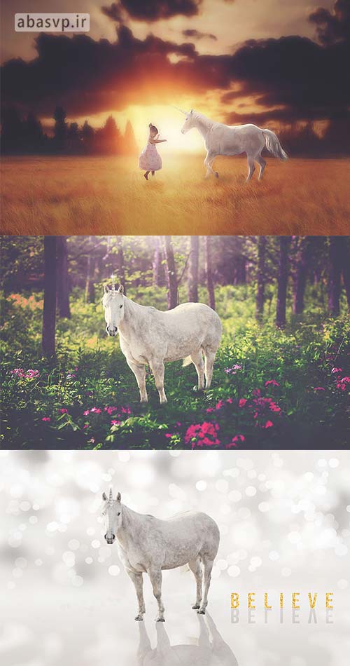 تصویر لایه باز اسب تک شاخ Unicorn Photo Overlays