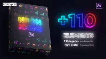 پک المان های نئونی یوتیوب Neon Icons افترافکت