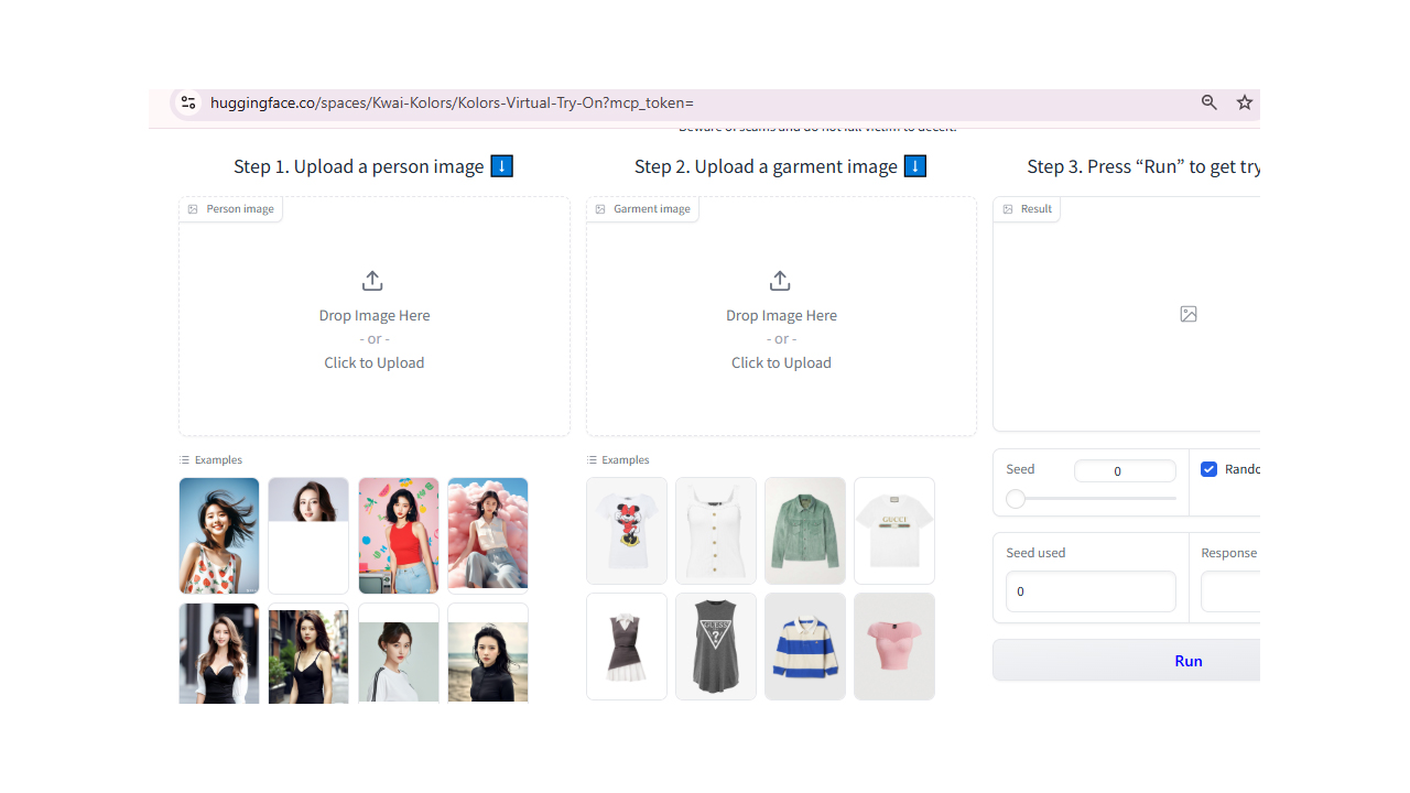 تغییر لباس با huggingface.co